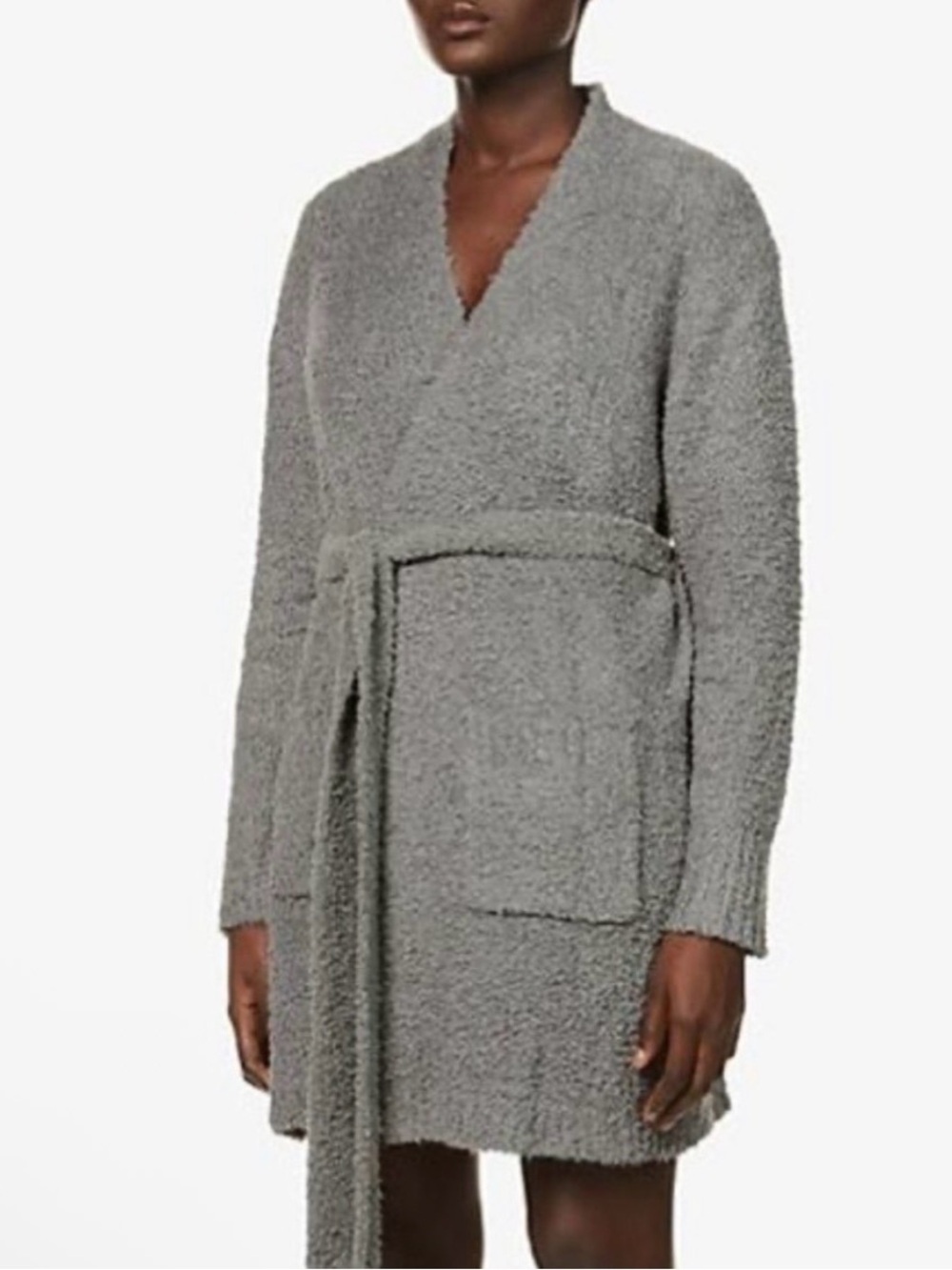 NWOT SKIMS Boucle Cozy Knit Light Grey Robe Size 4X/5X (fits smaller)